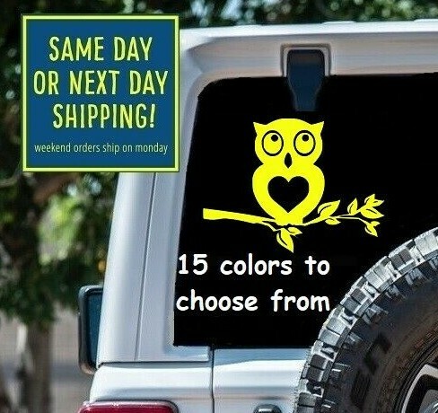 9 Sizes Owl Heart Cute Car Window Decal Sticker MacBook Tablet Laptop iPad Gift