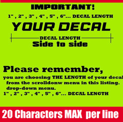 20″ 30″ 40″ LONG Custom Winshield Decal Banner Sticker White and Red Hash Marks