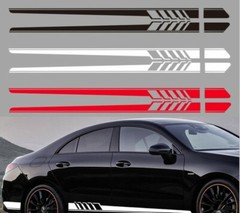 2PC Set Plaid Racing Sport Side Fender Skirt Stripe Vinyl Decal Sticker Car SUV