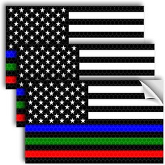 Patriotic 3PC American Flag Stickers – 5×3 – Reflective & Water Resistant