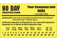 90 Days DOT Vehicle Decal Inspection, Set Of 50 Stickers. Vehicle Label.