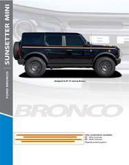 2021-2026 Ford Bronco Stripes Side Decals DIGITAL RED YELLOW Door Vinyl Graphic