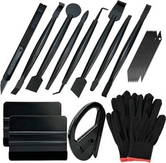 “Automotive Vinyl Wrap Kit with Tools: Black Vinyl, Car Compatible, Plastic Ex..