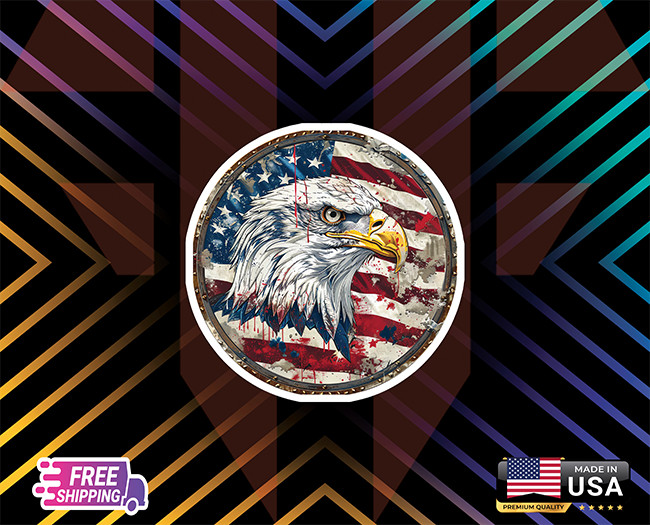UNITED STATES EAGLE FLAG PROUD+ Vynil Decal 6 Years RESSI+LAMINATED Free Sticker