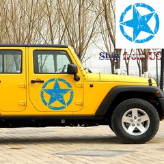 20″x20″ Distressed Military Army Star Sticker for Car Truck SUV Hood Door – Blue
