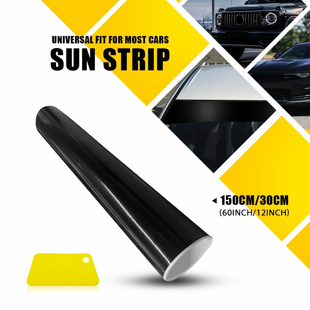 60×12” Car Window Tint Windshield Sun Visor Vinyl PVC Decal Strip Gloss EXV