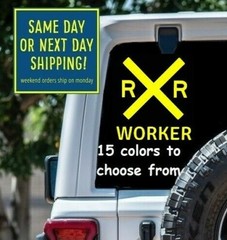 8 Size Railroad Worker Car Window Decal Sticker Macbook Tablet Laptop iPad Gift