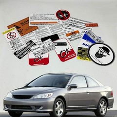 Honda Civic Ex Es7 2000-2005 Restoration Warning Caution Engine Stickers Labels