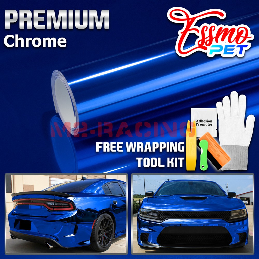 ESSMO PET Chrome Royal Blue Stretch Car Vehicle Vinyl Wrap Decal Sticker Sheet