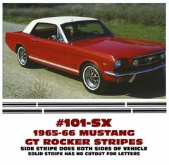 GE-101-SX 1965 1966 MUSTANG GT – LOWER SIDE ROCKER STRIPE KIT – SOLID – CUSTOM