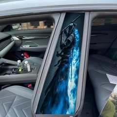2-Piece Blue Ninja Killer Car Pillar Sticker Waterproof and Scratch Resistant