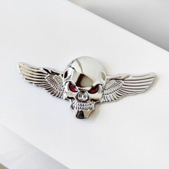 Metal 3D Skull Angle Wing Emblem Rear Trunk Badge Decal Side Door Body Sticker