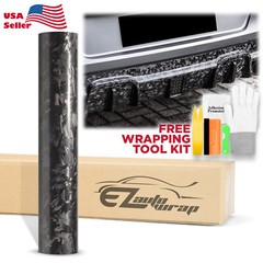 24K Chopped Forged Carbon Fiber Gloss Black Car Vinyl Wrap Sticker Decal Sheet
