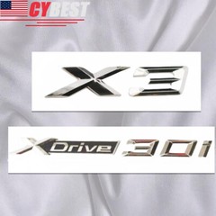 Chrome For X3 Series Emblem X3+XDrive30i Number Letter Rear Trunk Badge Symbol