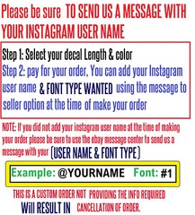 x2 Custom Made Instagram User Name Car Truck Bike Window Vinyl Decal Sticker