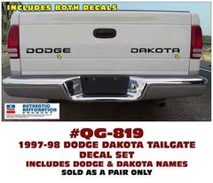 QG-819 1997 1998 DODGE DAKOTA – TAILGATE NAME DECAL SET- LICENSED