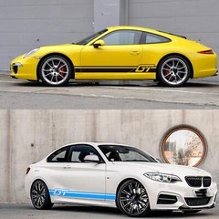 2pcs GT Racing Plaid Hood Side Doors Fenders Stripes Stickers for Sports Car SUV