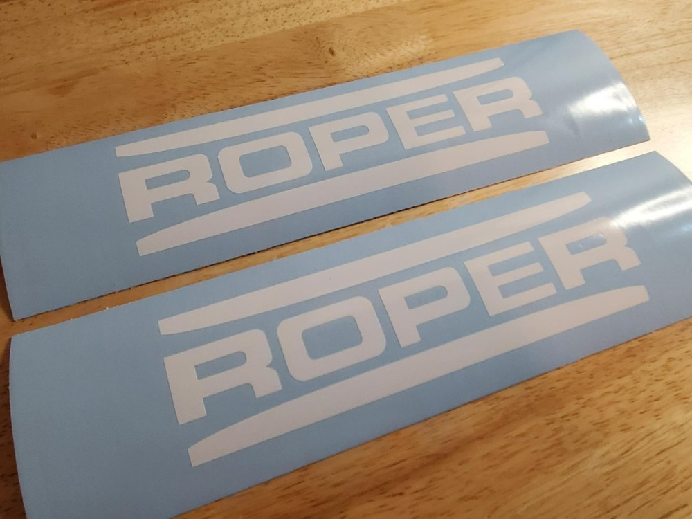 roper mower 8″ DECALS STICKERS GLOSS white (2) VINYL USA