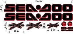 SEA-DOO Logo / BLACK-RED / 34″ Vinyl Personal Watercraft Replacement Decals