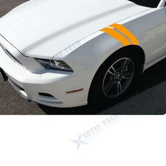 4x Sport Racing Yellow Universal Car Hood Fender Stripe Hash Mark Graphics Decal