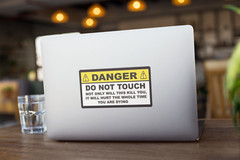Danger Do Not Touch Bumper Sticker Vinyl Decal Sticker