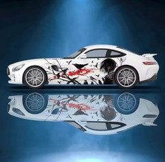 Custom Crow Livery Racing Side Wrap;I Anime Inspired Car Wrap; Both Sides