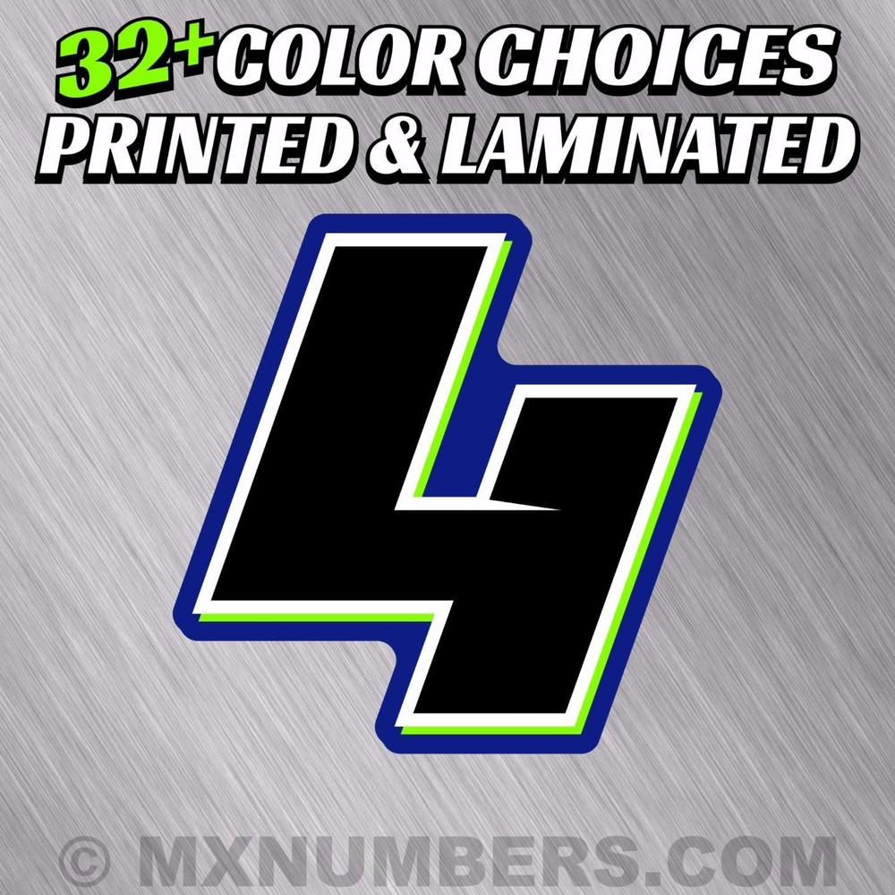 3 Custom Racing Number Plate Decals 4 Colors SX MX ATV Go Kart Dirt Bike Trial