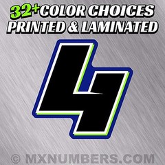 3 Custom Racing Number Plate Decals 4 Colors SX MX ATV Go Kart Dirt Bike Trial