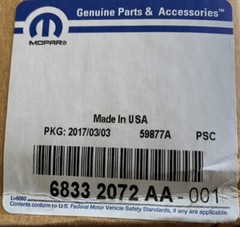 2016 RAM 1500 MOPAR 16 Edition Body Decal 68332072AA – MSRP $460