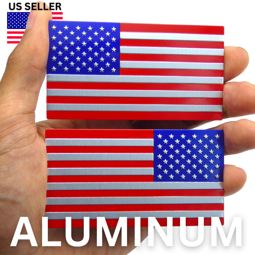Aluminum American Flag Decal Sticker SUV, Auto, Truck Mirror Set