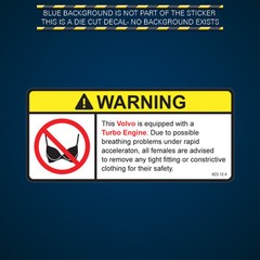 Turbo Warning No Bra Self Adhesive Sticker Decal