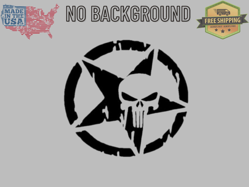 Army Military Star Punisher Skull Distressed Vinyl Decal Sticker truck window