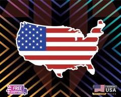 USA BEAUT FLAG MAP , STICKER, DECAL, 6 YR VINYL TRUCK CA+ FREE STICKER WORLDS!