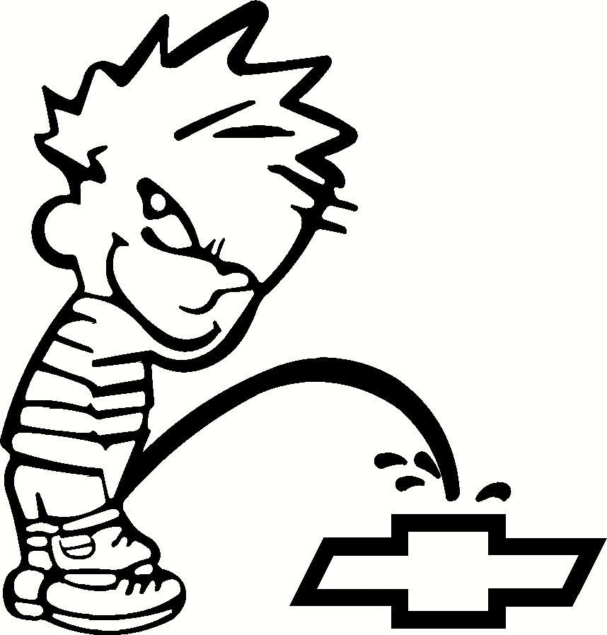 1 FOOT Tall Pee on Chevy Decal Sticker Truck Car Quality Vinyl FREE SHIPPING