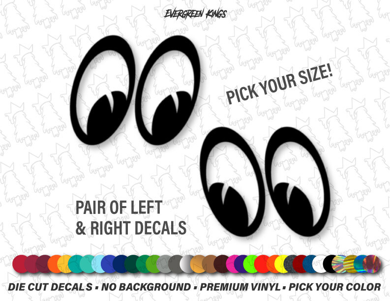 x2 MOON EYES Pair Logo Stickers DECALS for Racing Car Window Rat Fink Eyeballs