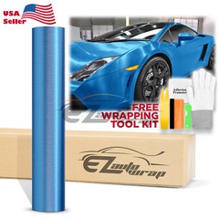 Premium Light Blue Brushed Aluminum Steel Vinyl Wrap Sticker Film Decal Air