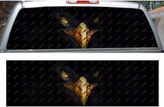 Black eagle diamond plate rear window view thru graphic decal wrap
