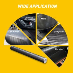 5D Car Interior Accessories Interior Panel Black Carbon Fiber Vinyl Wrap Sticker