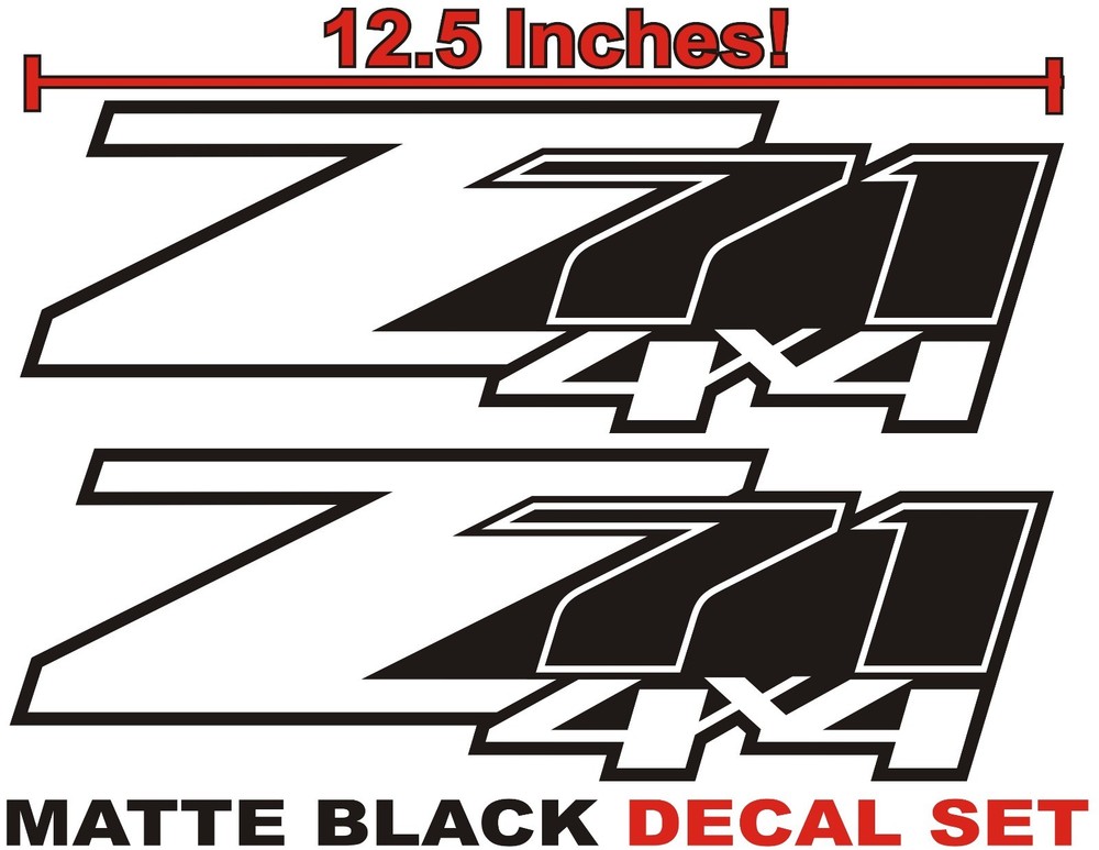 Z71 4×4 Truck Bed Decals, MATTE BLACK (Set) for Chevrolet Silverado