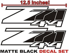 Z71 4×4 Truck Bed Decals, MATTE BLACK (Set) for Chevrolet Silverado