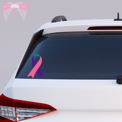 Thyroid Cancer Awareness Ribbons Pink Teal & Purple Vinyl Decal Sticker 22 Sizes