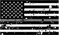 American Silver Line GRUNGE Black White Flag Corrections Officer Sticker Var