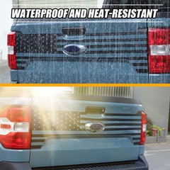 Trunk Tailgate US Flag Vinly Decals Cover Trim Compatible with Ford Black