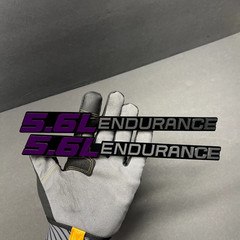 2PC 5.6L Endurance JDM V8 Engine Badges 3D Purple/MBlack /Blk Car Fender Emblems