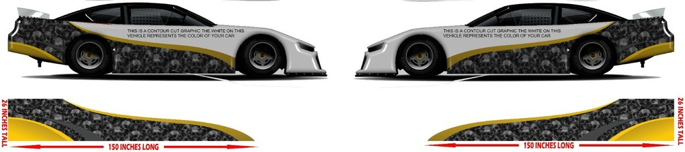 Race Car Side Wrap Laminated Print Modified super stock St-79 Bone Collector YLW