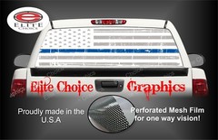 White Distressed Thin Blue Line Flag Rear Window Graphic Decal Truck Van Car