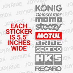 9 Car Automotive Sponsor Decals Pack JDM Drift Racing Sport Logos Gloss Black V2