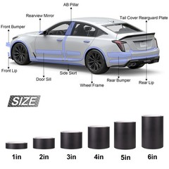 Matte Black Vinyl Wrap Tape Roll, 4 Inch x 30ft Self-Adhesive Black Out Chrom…