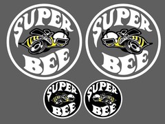 Super Bee Superbee Decal Sticker Circle Die Cut Reverse Face Set of 2 + 2 extra