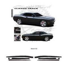 Dodge Challenger 2011+ Track Style Side Stripes Graphic Kit – Gloss Black